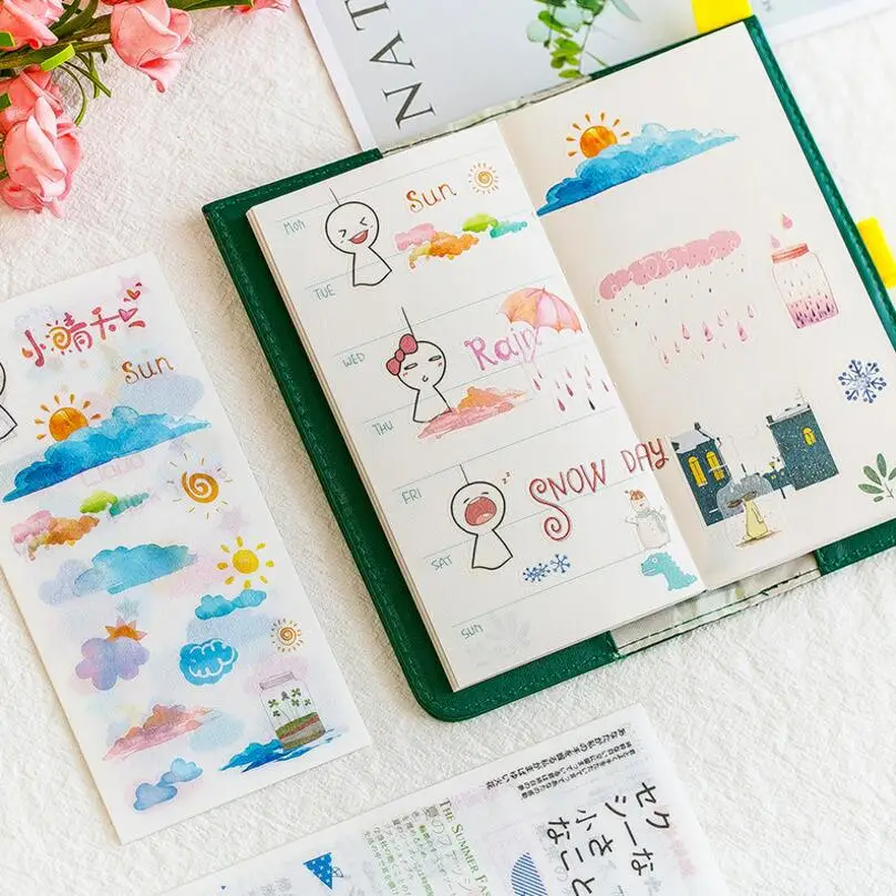 6 листов/лот журнал японская бумага цветок винтажный календарь кофе декоративный