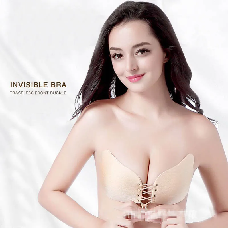 Женский самоклеющийся бандаж без бретелек однотонный бюстгальтер черного цвета