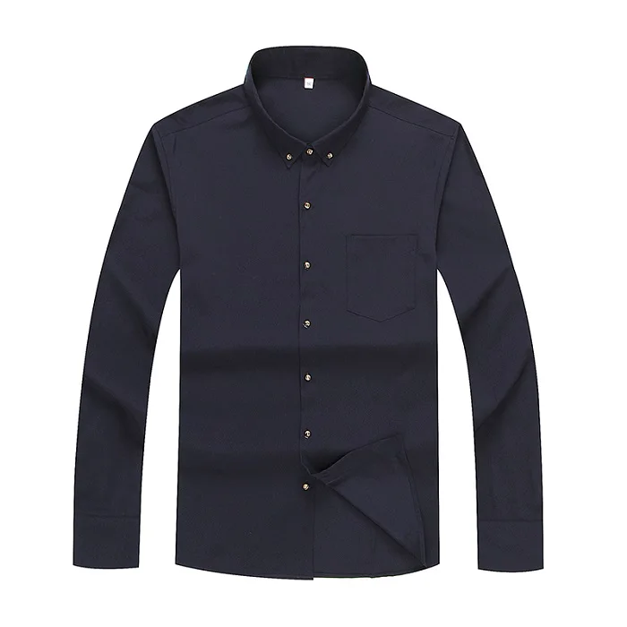 10XL 8XL 7XL новая однотонная формальная рубашка мужская с длинным рукавом классическая черная Рабочая одежда брендовая деловая мужская повседневная рубашка - Цвет: Тёмно-синий
