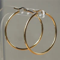 gold color vacuum plated 45mm hoop earrings 316 l stainless steel no easy fade allergy free