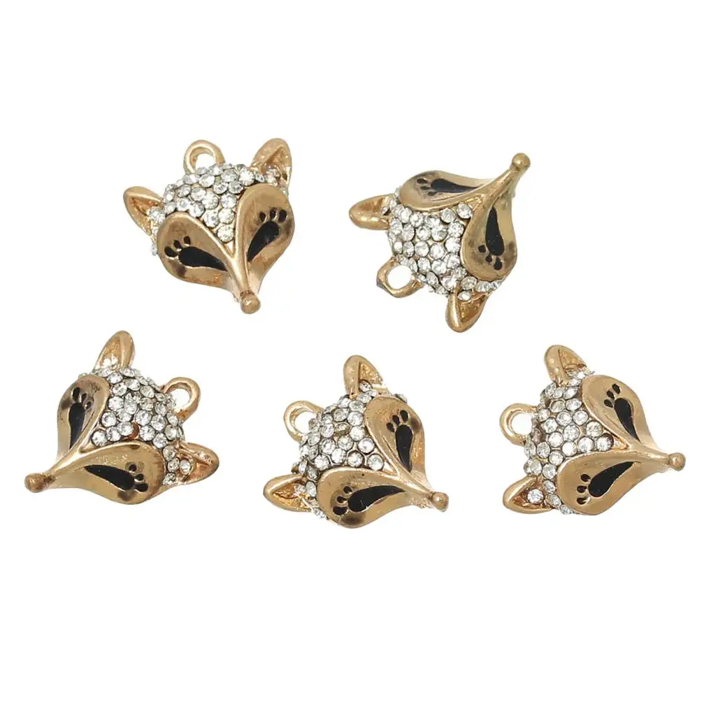 DoreenBeads амулет кулоны лиса золотой цвет черный прозрачные Стразы Эмаль 16 мм (5/8 &quot)