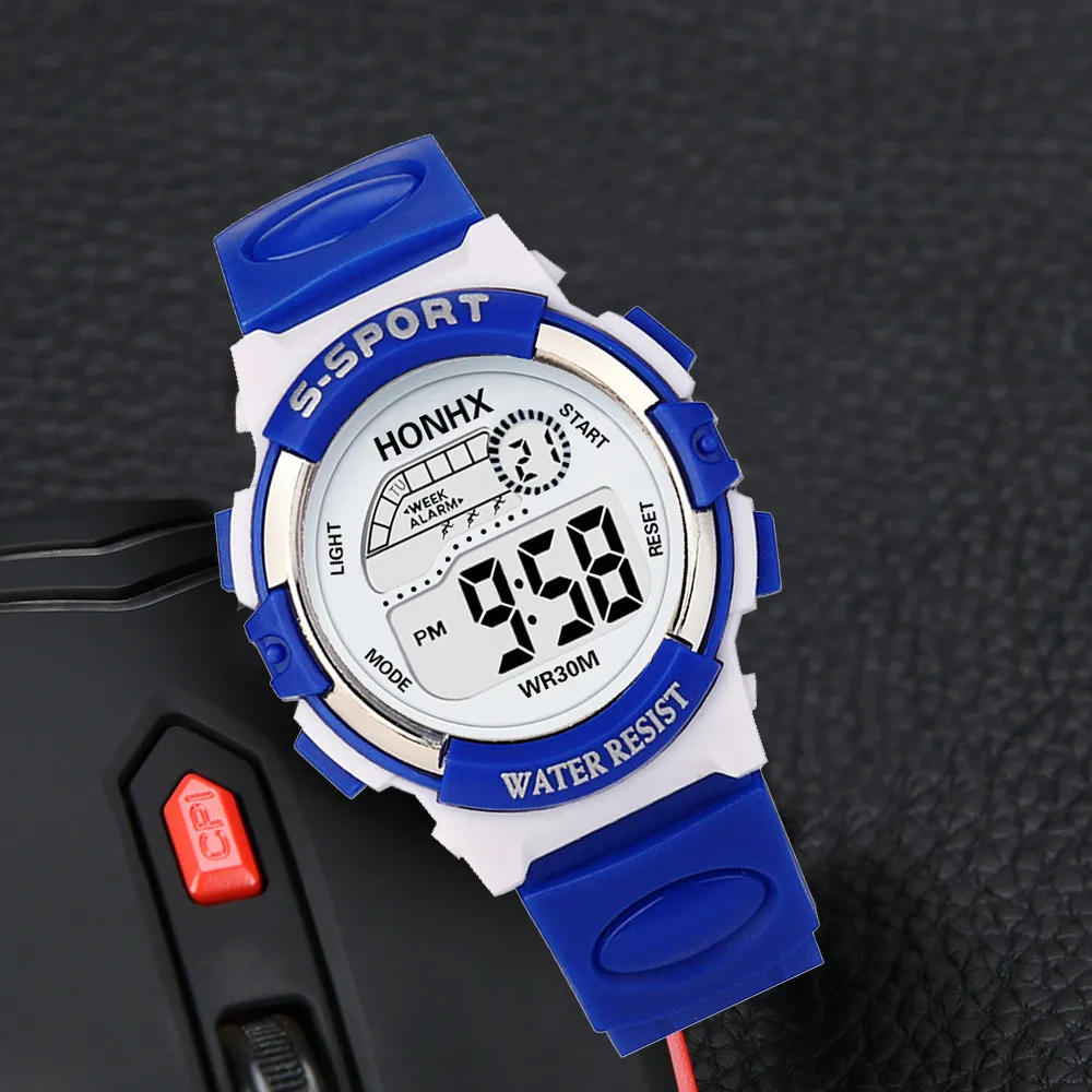 Модные детские цифровые светодиодные кварцевые часы с будильником и датой