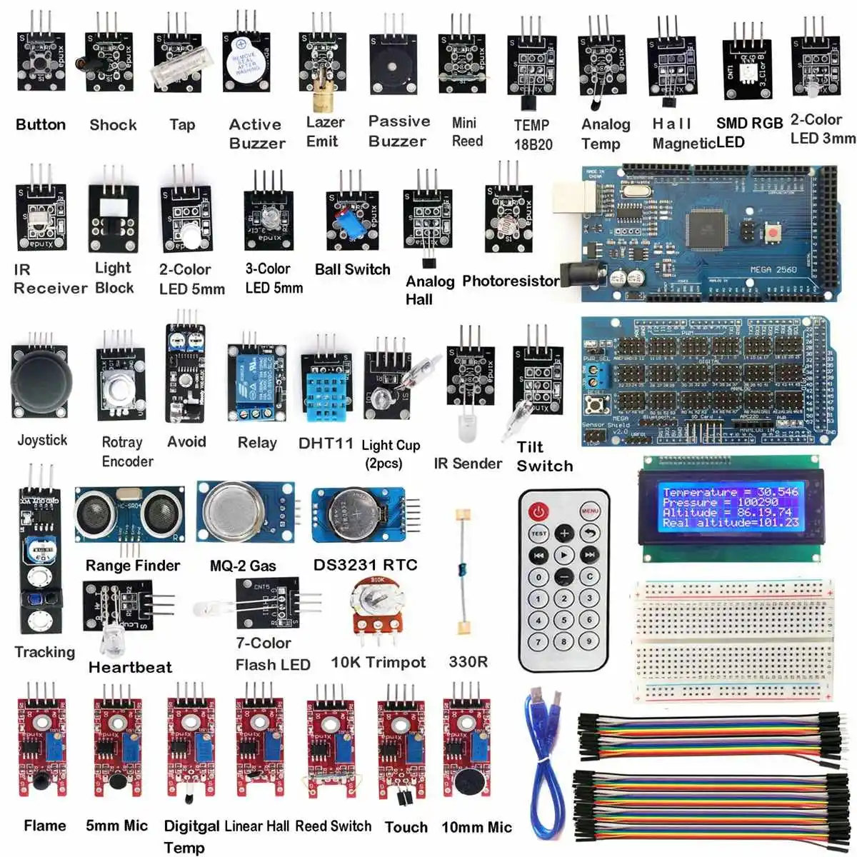 1 шт. Новое поступление MEGA2560 R3 40 сенсорные модули стартовый комплект IIC 20X4 2004 ЖК-дисплей для Arduino sensor s