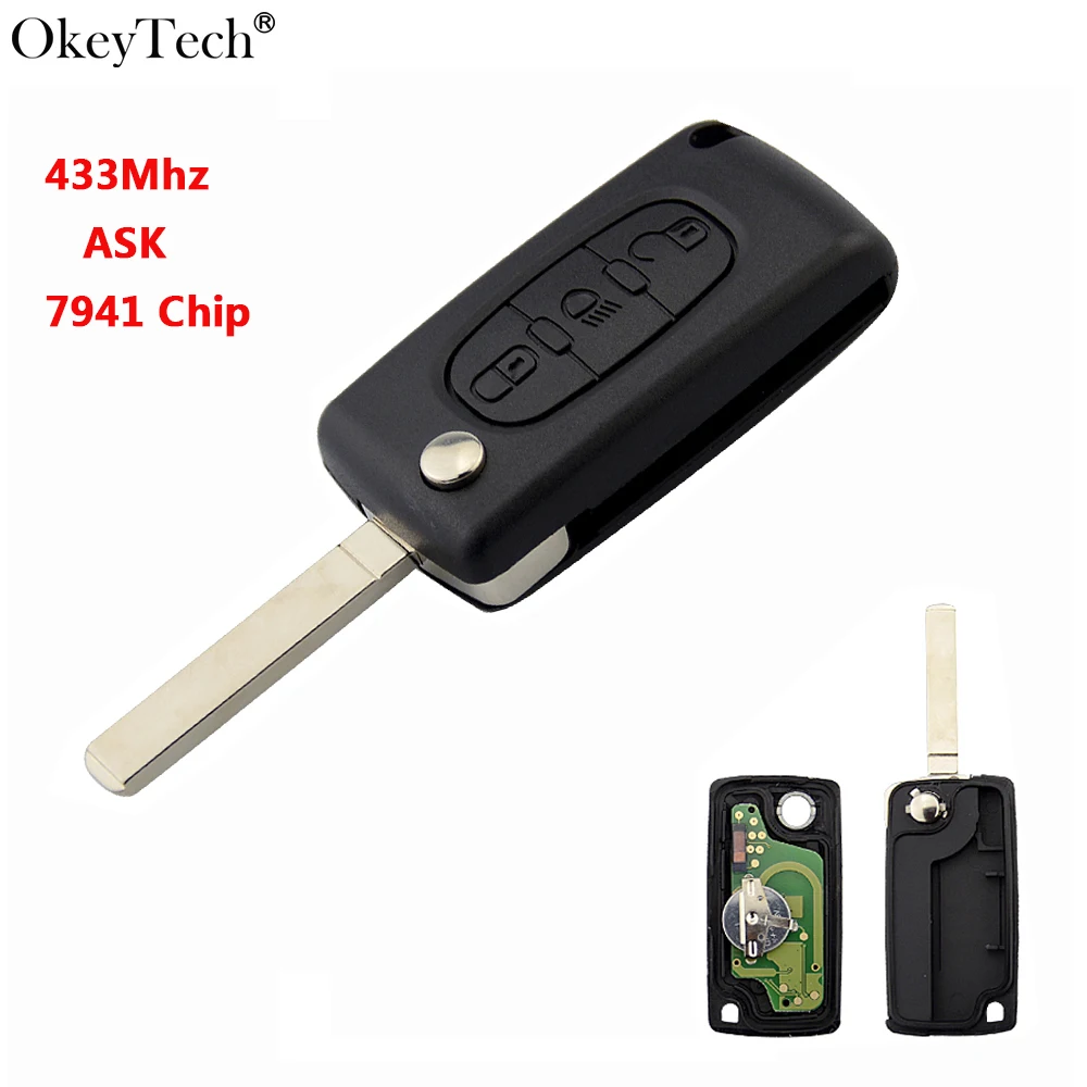 Okeytech спросить 433 МГц ID46 PCF7941 CE0523 удаленное среднего светильник Кнопка 3 кнопки VA2
