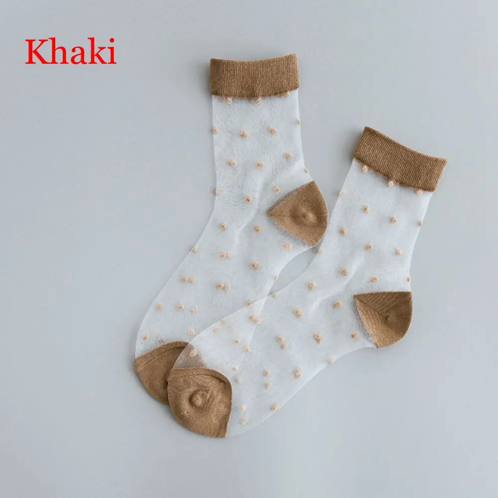 Khaki 1 пара невидимые женские носки повседневные дышащие прозрачные сетчатые носки женские милые сексуальные короткие носки для отдыха - Цвет: Khaki