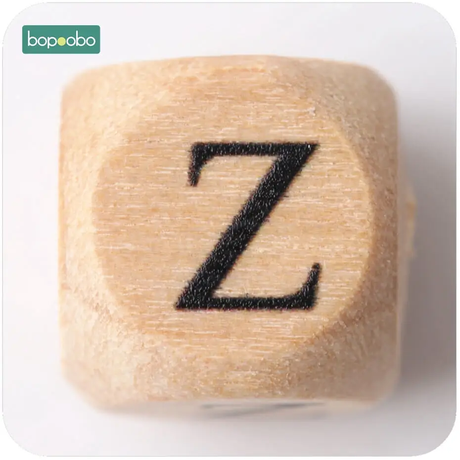 Letter Z Bopobo новые деревянные клен квадратной формы бусины 12 мм 20 шт жевательные пищевого качества Прорезыватель буквы бусины DIY ремесла сенсорная игрушка для прорезывания зубов - Цвет: Letter Z