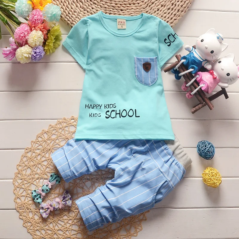 Baby boys summer clothes newborn children clothing sets for boy short sleeve shirts + jeans cool denim shorts suit | Детская одежда и