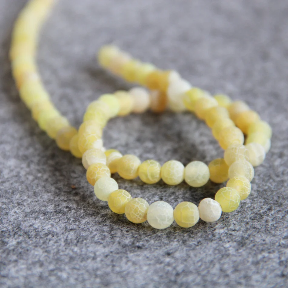 

6mm crackle Yellow Frosted Onyx beads Round DIY chalcedony Loose 15" 2pc/lot Jewelry making design wholesale