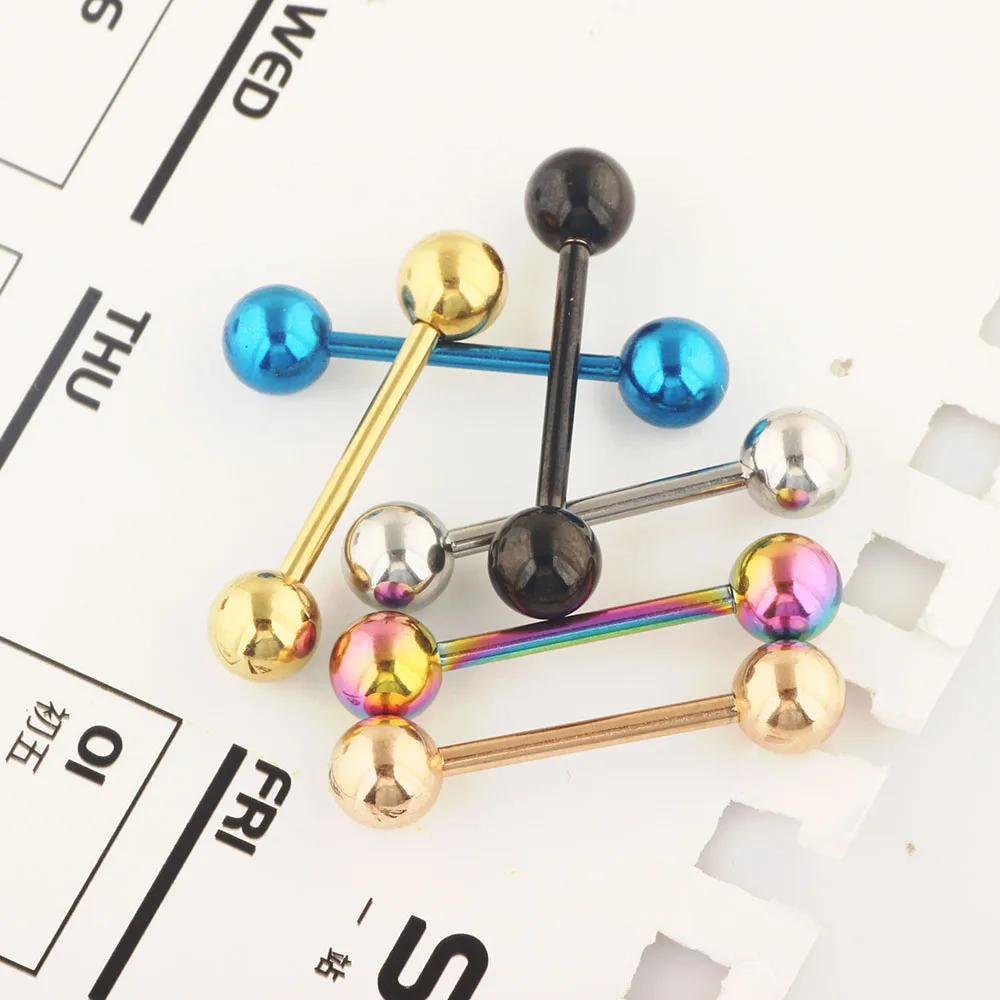 ТИАНЦИФБИЙС Покрытый титаном женский украшение для сосков и языка, штанга микс из 6 цветов нержавеющей стали, украшение для тела прокол ушей и хряща.