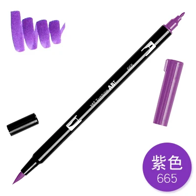 1 шт. TOMBOW AB-T Япония 96 цветов двойная головка художественная кисть ручка маркер Профессиональный водный маркер ручка для рисования - Цвет: 665