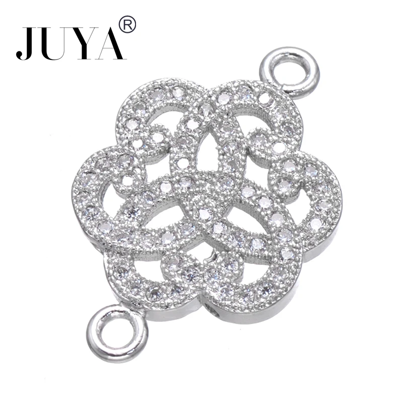 

Wholesale High Quality Copper Micro Pave AAA Zircon Rhinestone Flower Connectors For Jewelry Making DIY Craft Bracelet Accessory