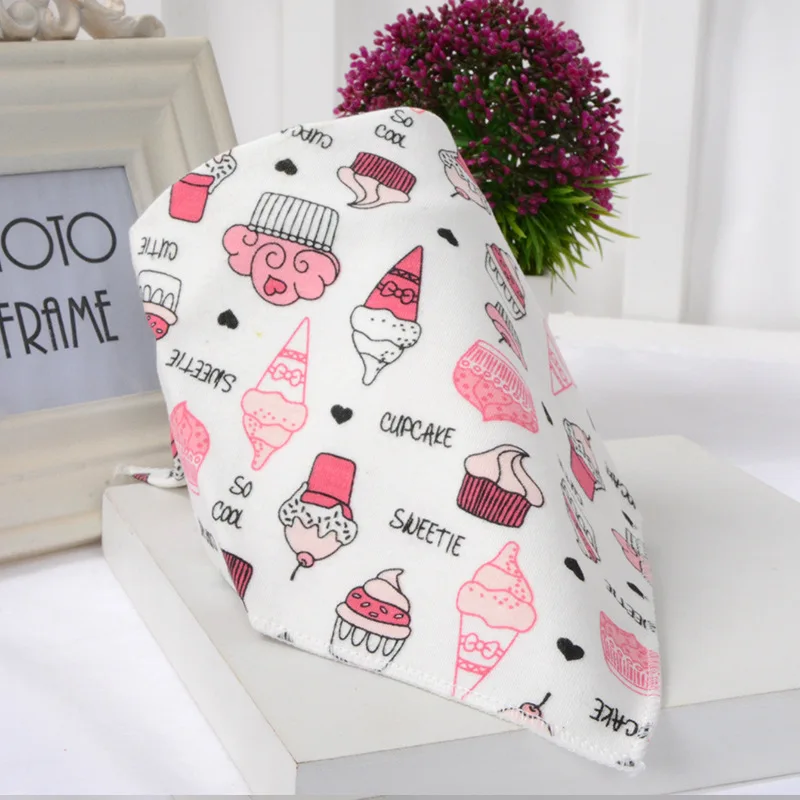 Ice cream Новая милая детская бандана нагрудники мультфильм Животные Печать хлопок новорожденных девочек мальчиков шарф с треугольниками для малышей - Цвет: Ice cream