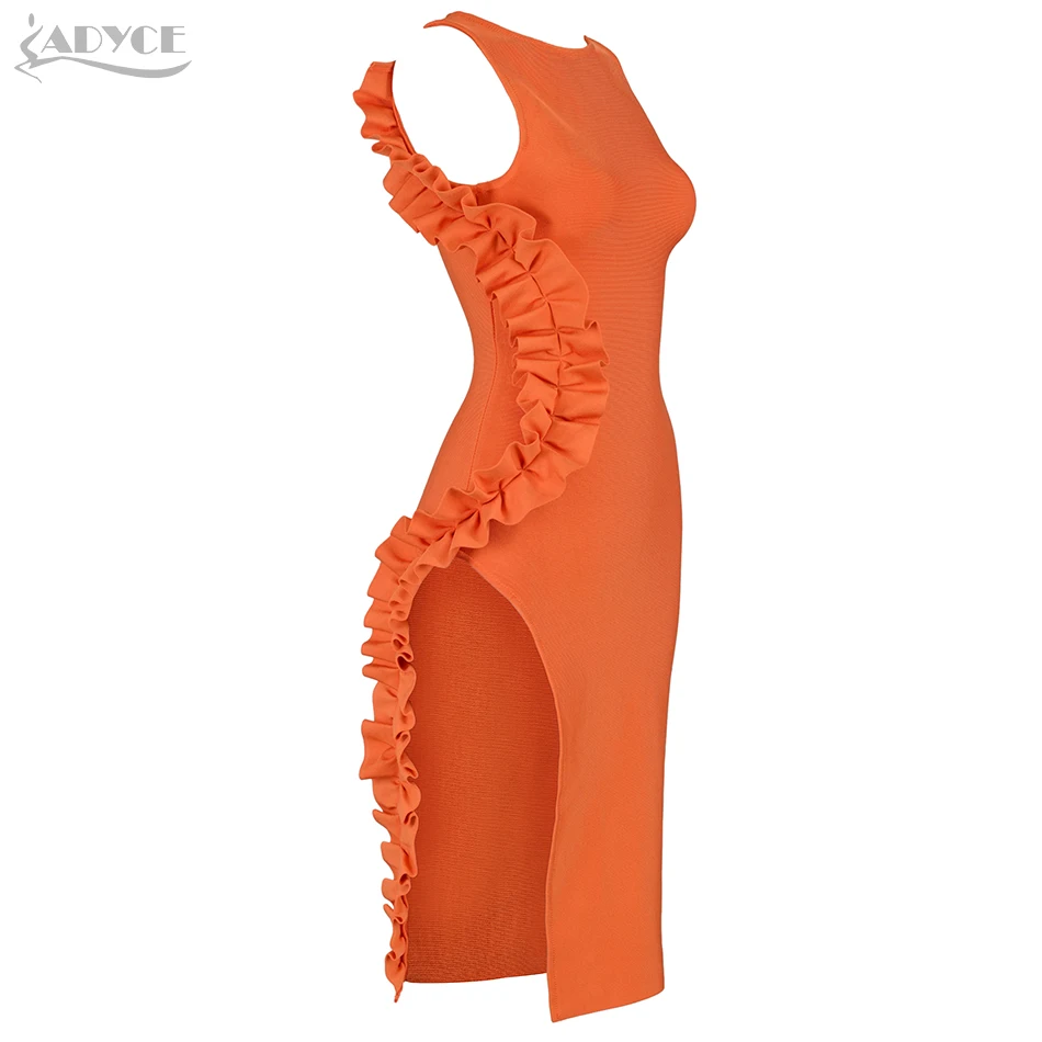 ADYCE летнее женское Бандажное платье Vestidos Verano 2019 оранжевое сексуальное облегающее