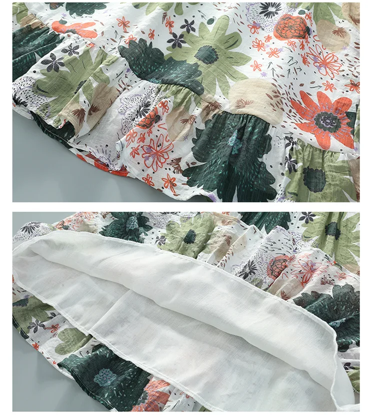 Girls Dress 2018 Summer Baby Clothes Lace Flower Print Princess Kid 4-9T green | Детская одежда и обувь