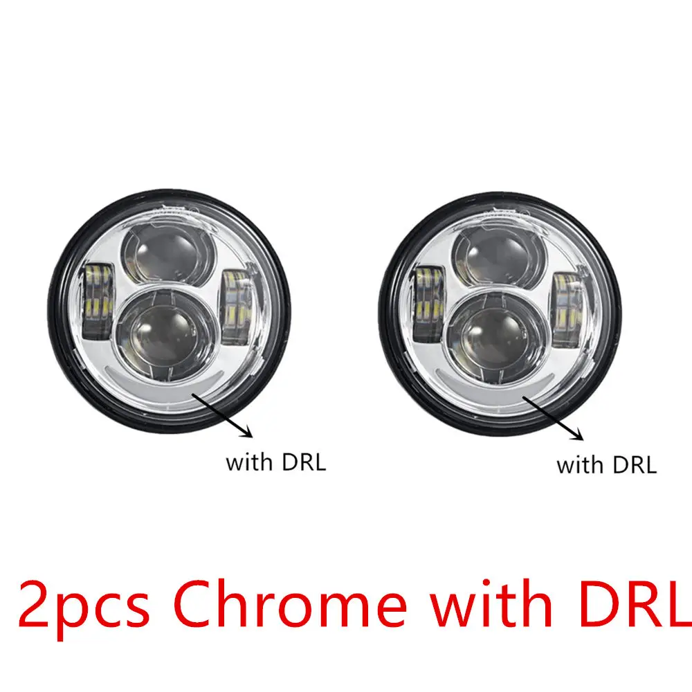 Chrome with DRL Черный 4,6" дюймовый двойной светодиодный фонарь с дневными ходовыми огнями для Dyna Fat Bob - Цвет: Chrome with DRL