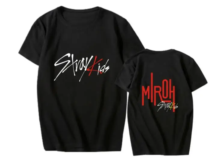 Summer style straykids miroh album same printing o neck short sleeve t shirt kpop unisex loose t-shirt k-pop top tees | Женская одежда