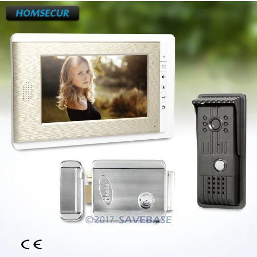 

HOMSECUR 1V1 + комплект электрических замков, 7 дюймов, без рук, проводной видеодомофон, система внутренней связи с внутримонитором, аудио домофон