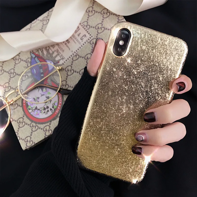 Чехол без крышки для iPhone XR XS MAX х Крышка золотое покрытие 7 8 Plus 6s случае блестящие