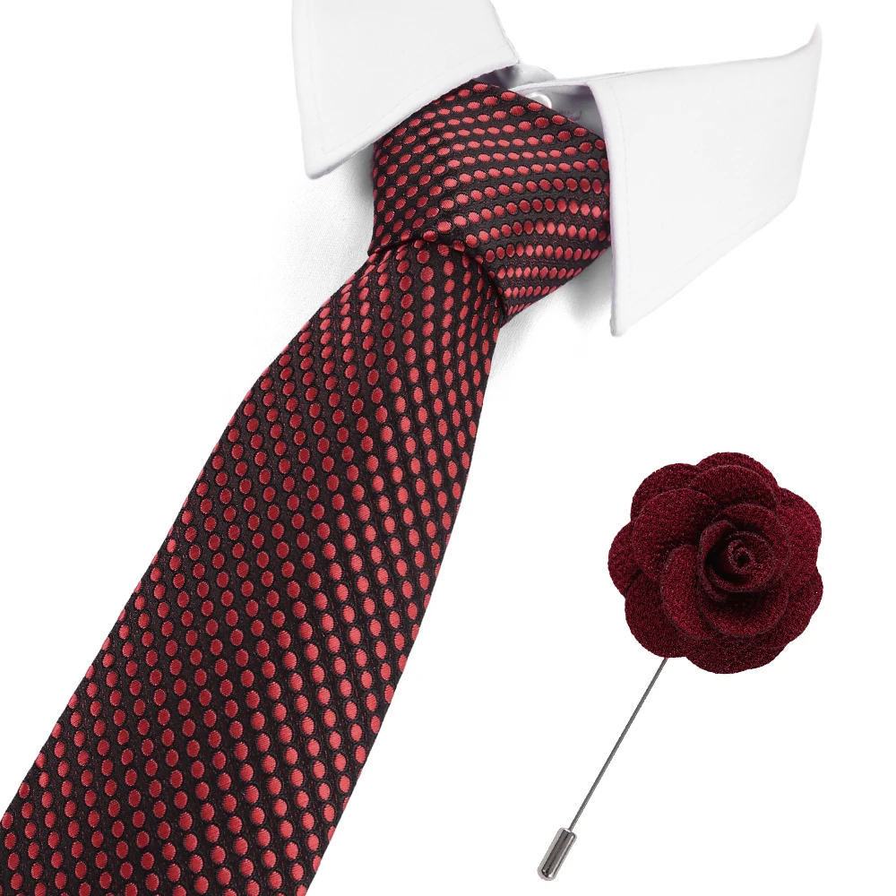 

New Man Fashion Plaid Neckties Men Ties Corbatas Gravata Jacquard Slim Tie Business Green Tie For Men Tie And Brooch Set