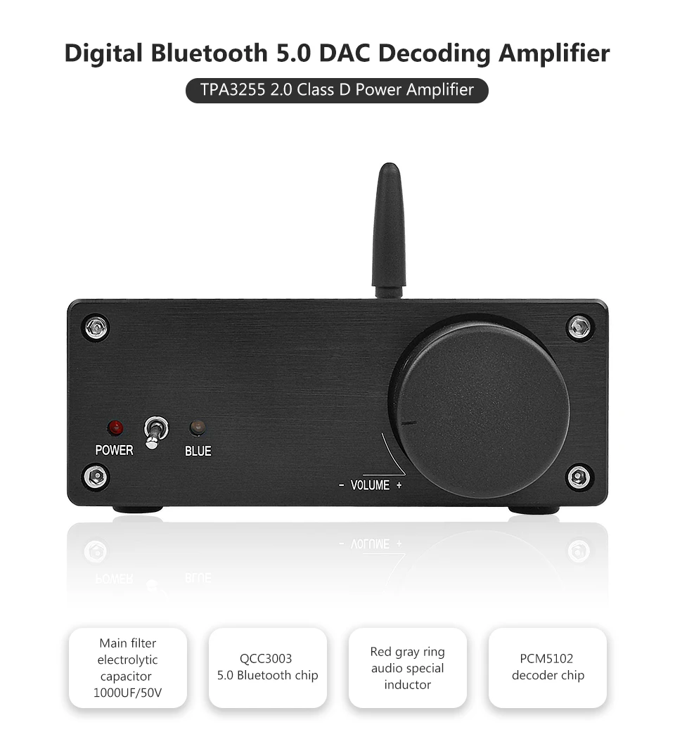 AIYIMA TPA3255 Bluetooth усилитель аудио усилитель 325 Вт* 2 стерео класса D Bluetooth 5,0 усилители ЦАП PCM5102 декодирование
