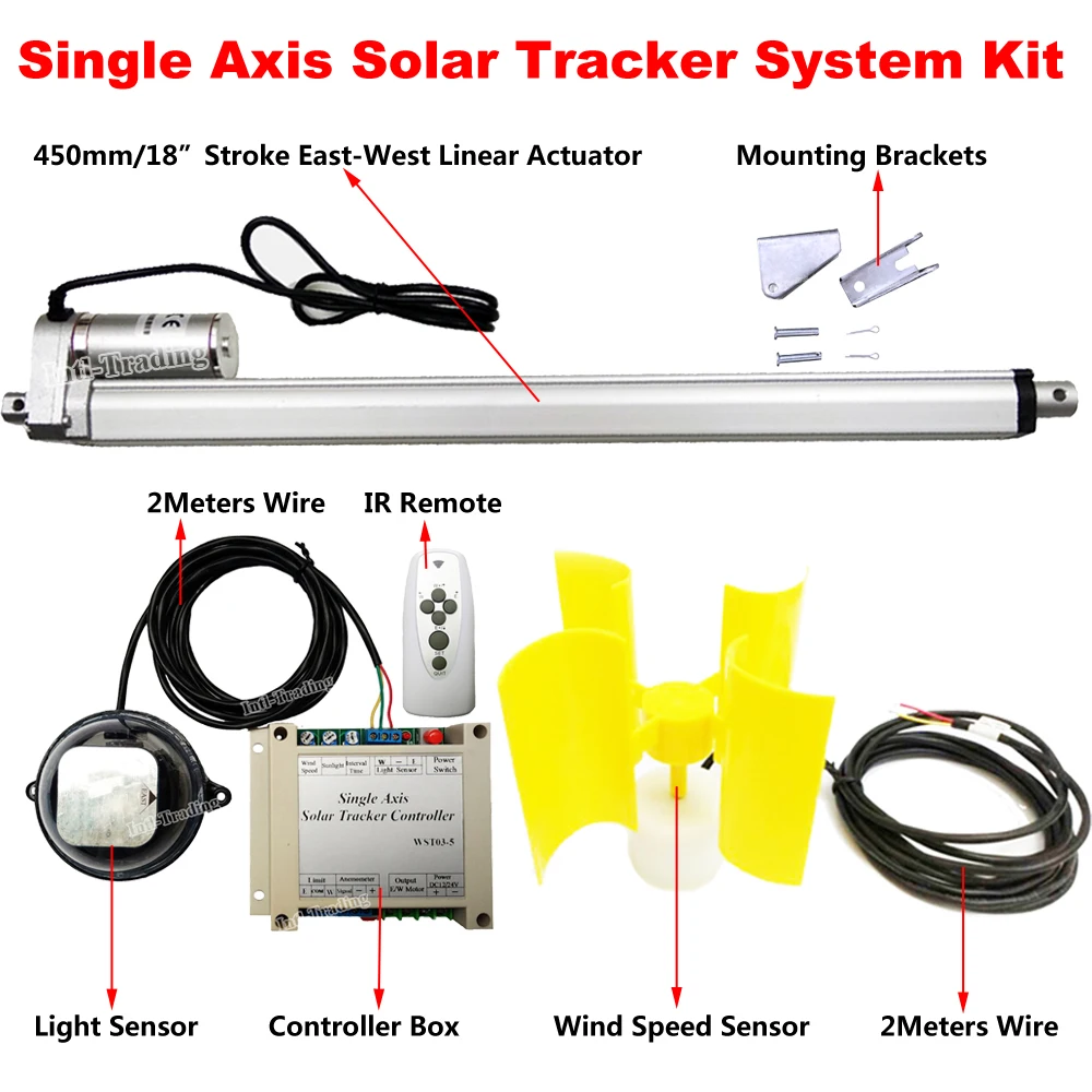 Одноосевой датчик слежения за солнечной батареей 1000 Вт 18 дюймов линейный привод
