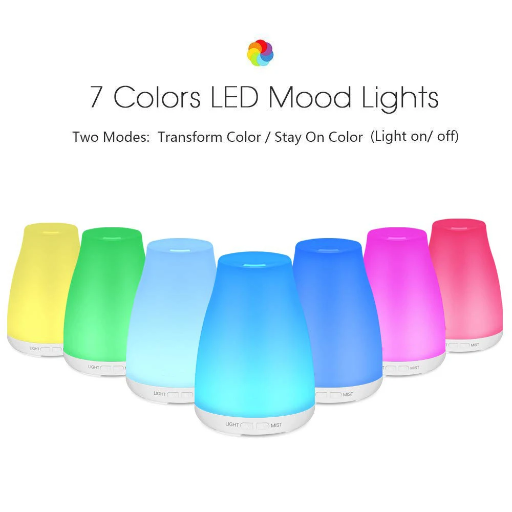 Essential Oil Diffuser Portable Ultrasonic Diffusers Cool Mist Humidifier with 7 Colors LED Lights Waterless Auto Shut-Off 150ml | Бытовая