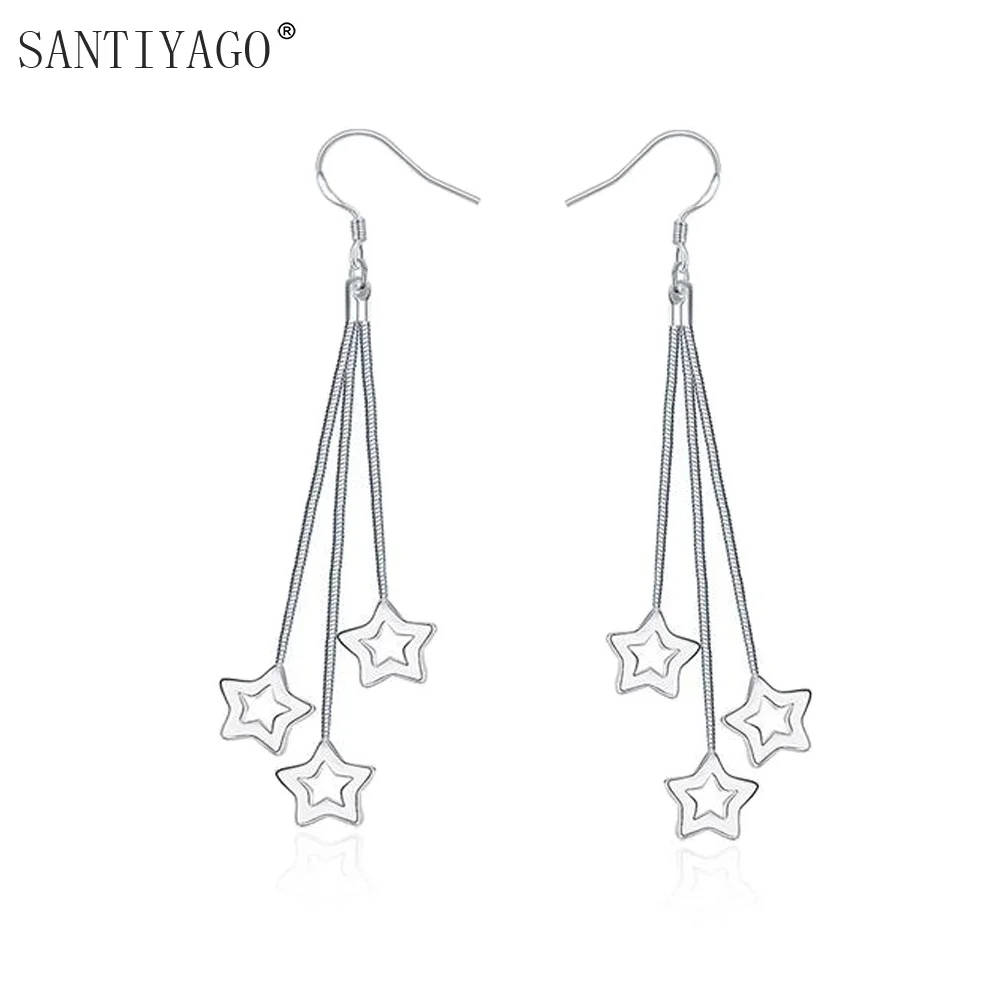 Женские серьги-капельки с серебряным покрытием серьги-подвески в форме звезды |