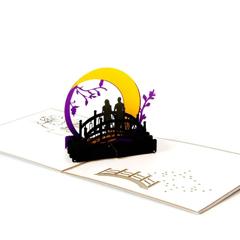 3D лазерная резка ручная работа мостик романтического возлюбленного бумажная