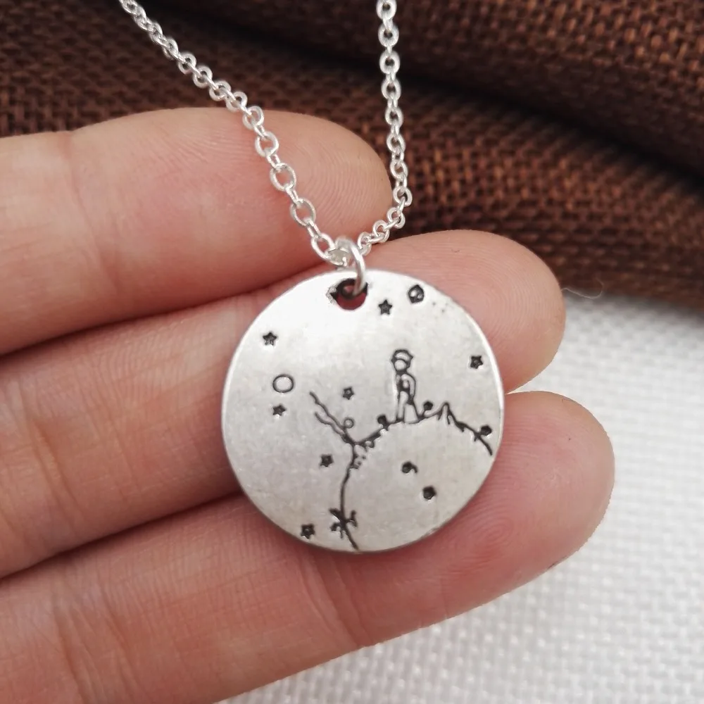 10 шт. Новое поступление одинокое ожерелье Маленького принца под луной со звездой