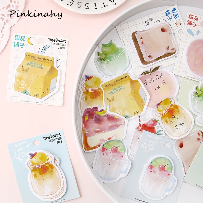 Милые вкусные напитки Сладкая метка для торта Липкие заметки почтовые блокноты