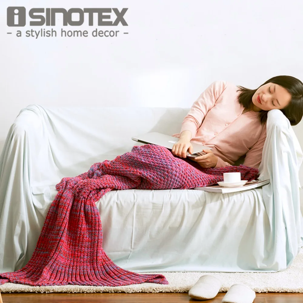 

Mermaid Tail Blanket Crochet Knitted Handmade Throw Bed Wrap Super Soft Braid Christmas New Year Gift 60*140cm 80*190cm