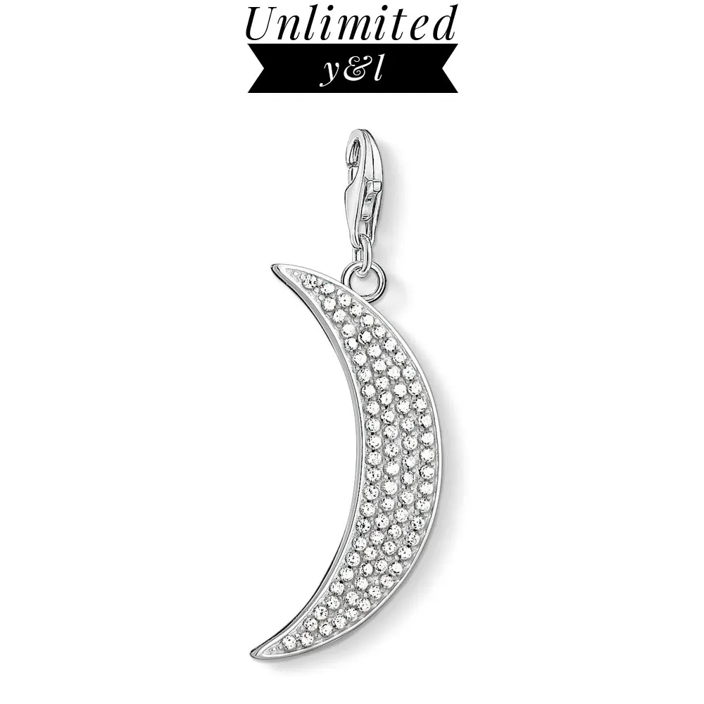 Moon Charms DIY Ювелирные изделия из стерлингового серебра 925 пробы белый CZ проложить