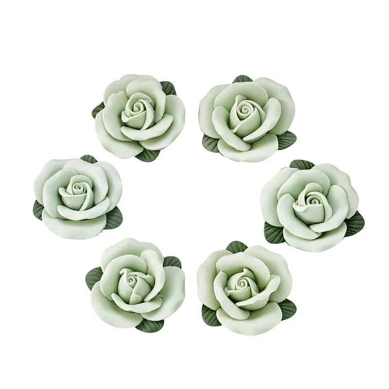 about 36x18mm 10pcs Фарфоровые цветочные кабошоны ручной работы, китайская Полимерная глина для изготовления игрушек, свободные бусины, разделители, сделай сам, изготовление ювелирных изделий около 20~ 37 мм 20~ 50 шт - Цвет: about 36x18mm 10pcs