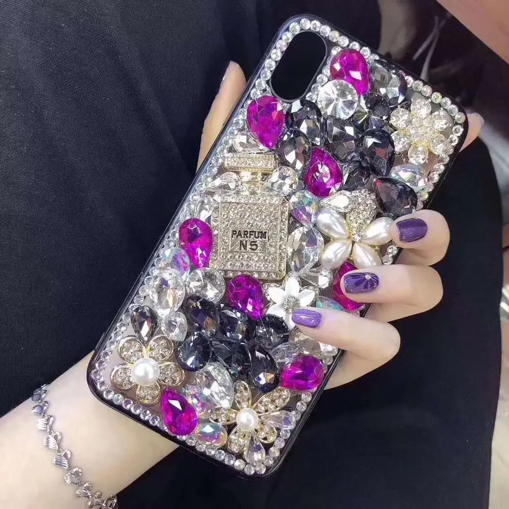 Блестящий милый чехол для телефона с 3D стразами и кристаллами Iphone 6 7 8 Plus XS XR MAX Samsung