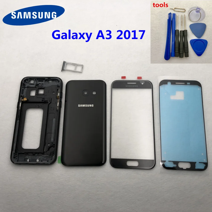 Для Samsung Galaxy A3 A5 A7 2017 A520 чехол с полным корпусом стеклянный задней батареей корпус