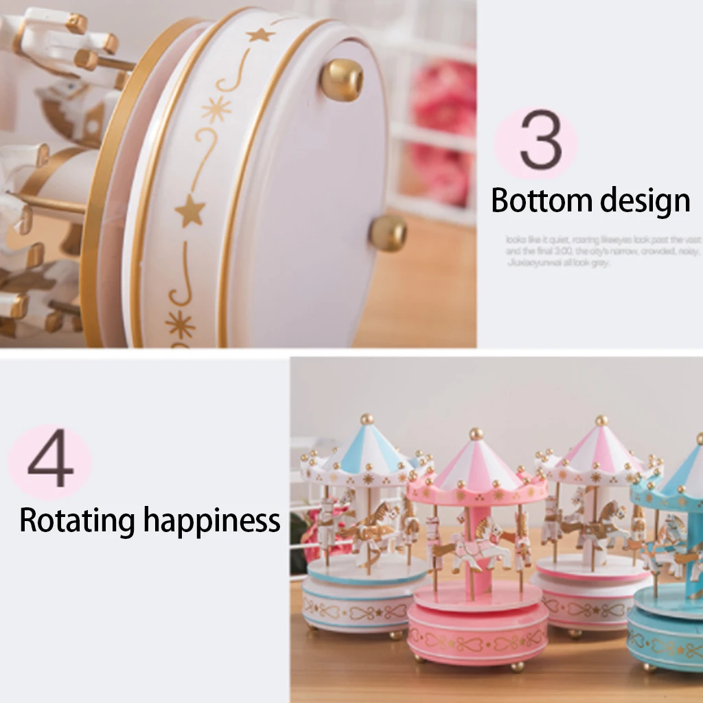 Новая деревянная музыкальная шкатулка Merry Go Детская игра домашний декор карусель