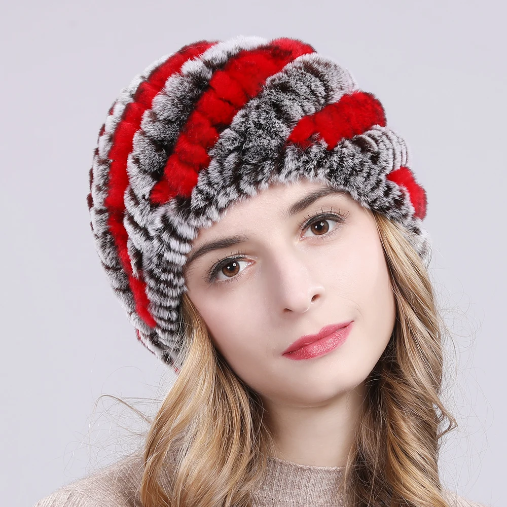 2020 России Новые зимние женские ботинки из натурального меха шапка теплая вязаная