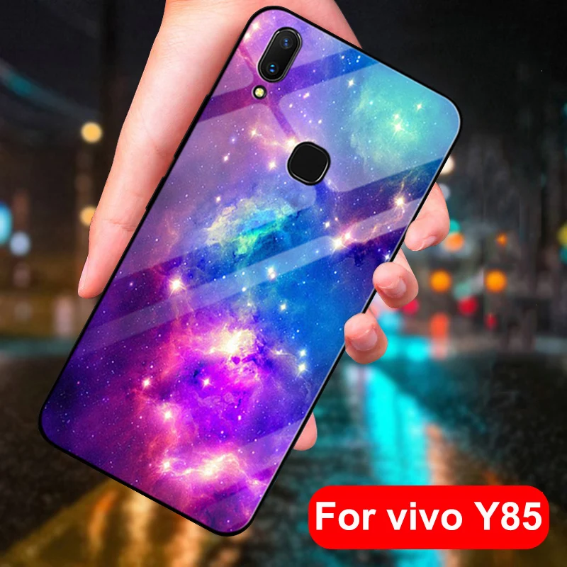 Чехол для vivo Y85 закаленное стекло со звёздным небом и тонкий Твердый чехол из ТПУ