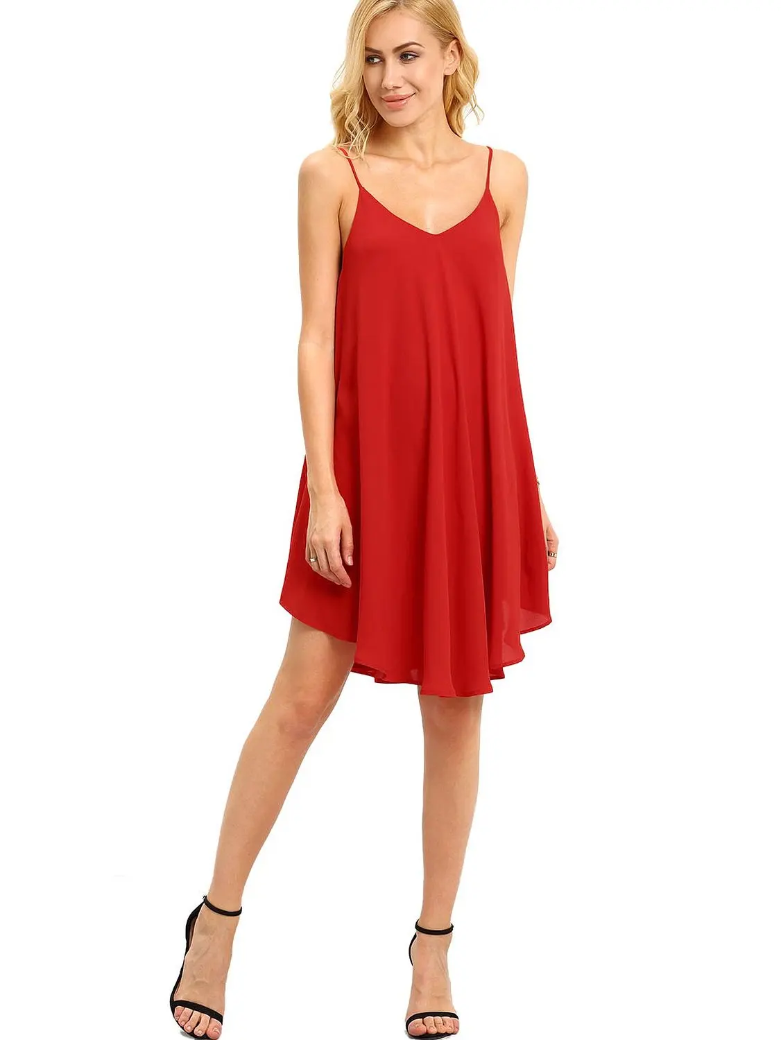 

Женский летний сарафан на бретелях-спагетти без рукавов с V-образным вырезом и перекрестной спинкой, Пляжное Платье-комбинация