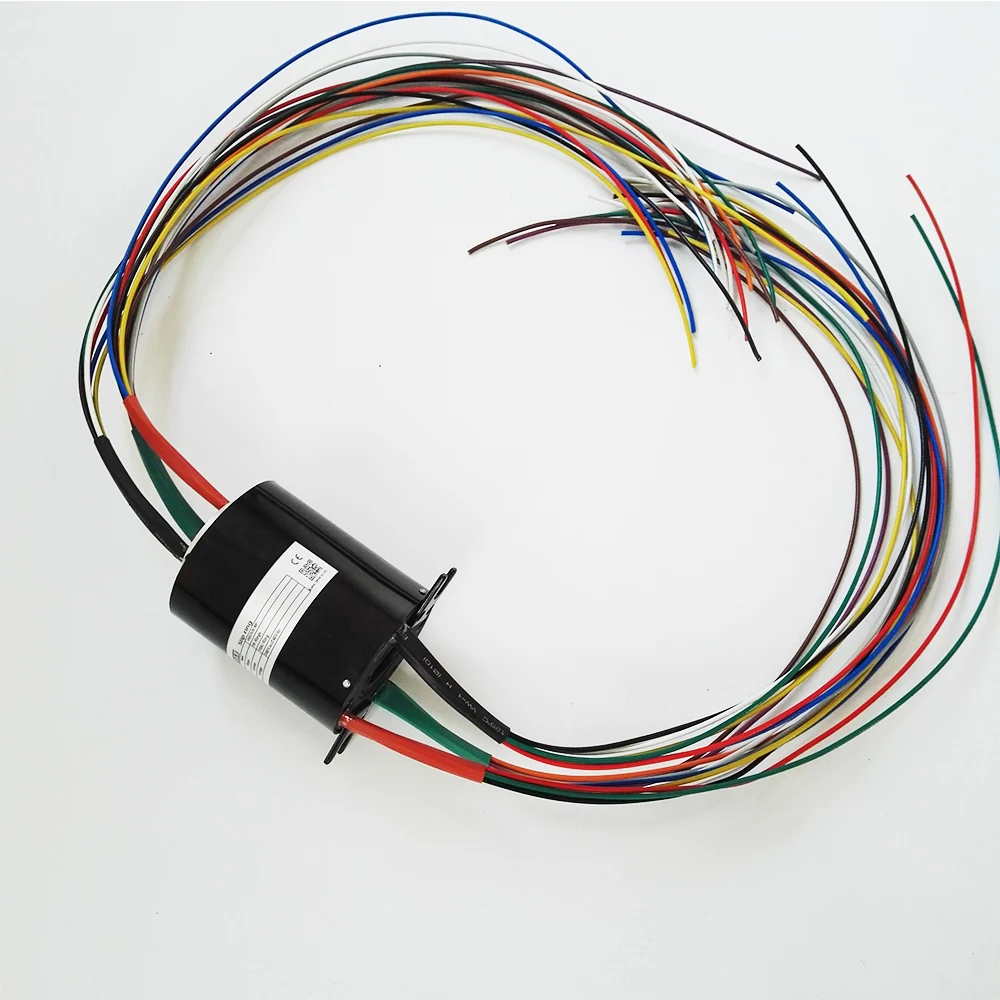 6 wires rotating electrical through hole hollow conductive slip ring bore size 25.4mm circuits 2A signal transmission connector