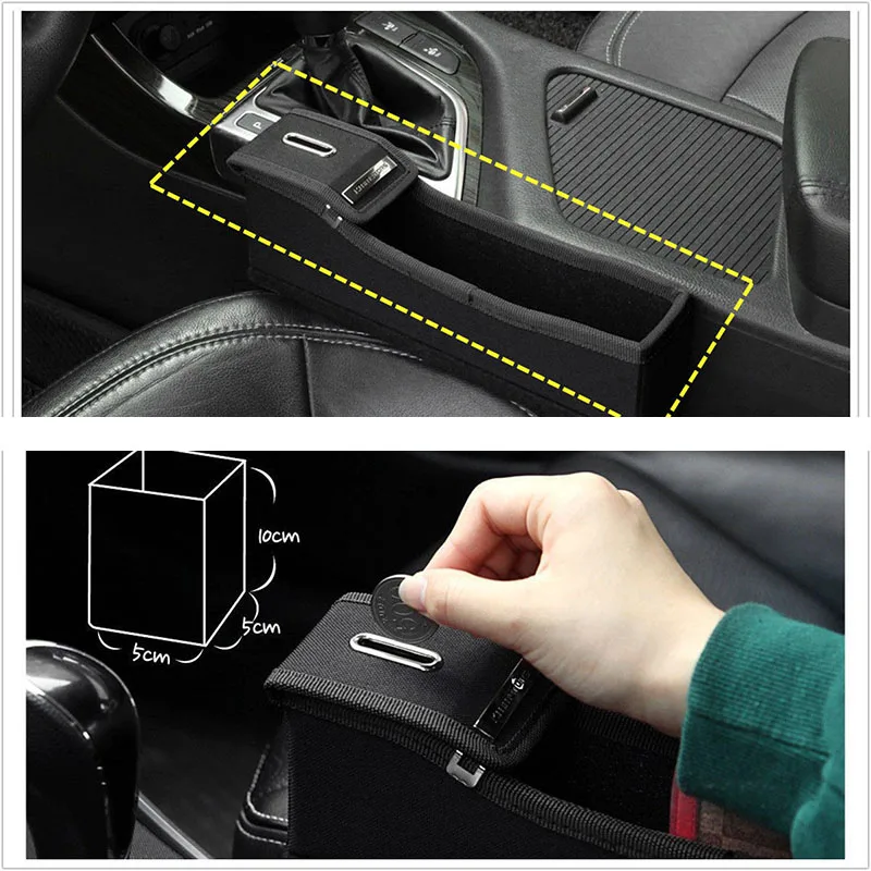 

1set Black Leather Car Catcher Box Seat Gap Slit Storage Pocket Organizer Coin Box