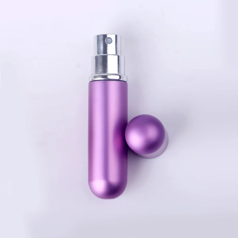 purple 10 шт. 5 мл мини многоразовые портативные флаконы для духов и путешествий пустые алюминиевые распылители косметическая бутылка пустая парфюмерная бутылка - Цвет: purple