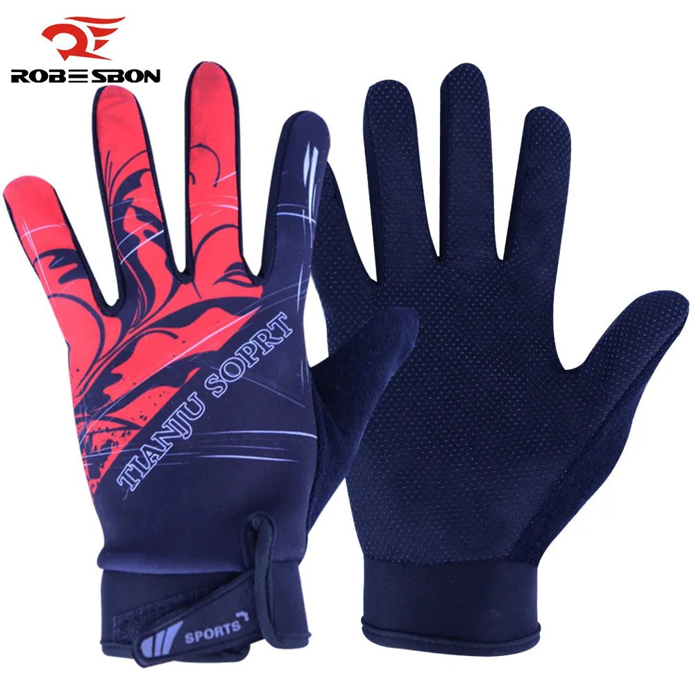 ROBESBON Bicycle Gel Anti-Slip Long Full Finger Cycling Gloves Road MTB Mountain Shockproof Washable Bike Guantes for Men Women | Спорт и