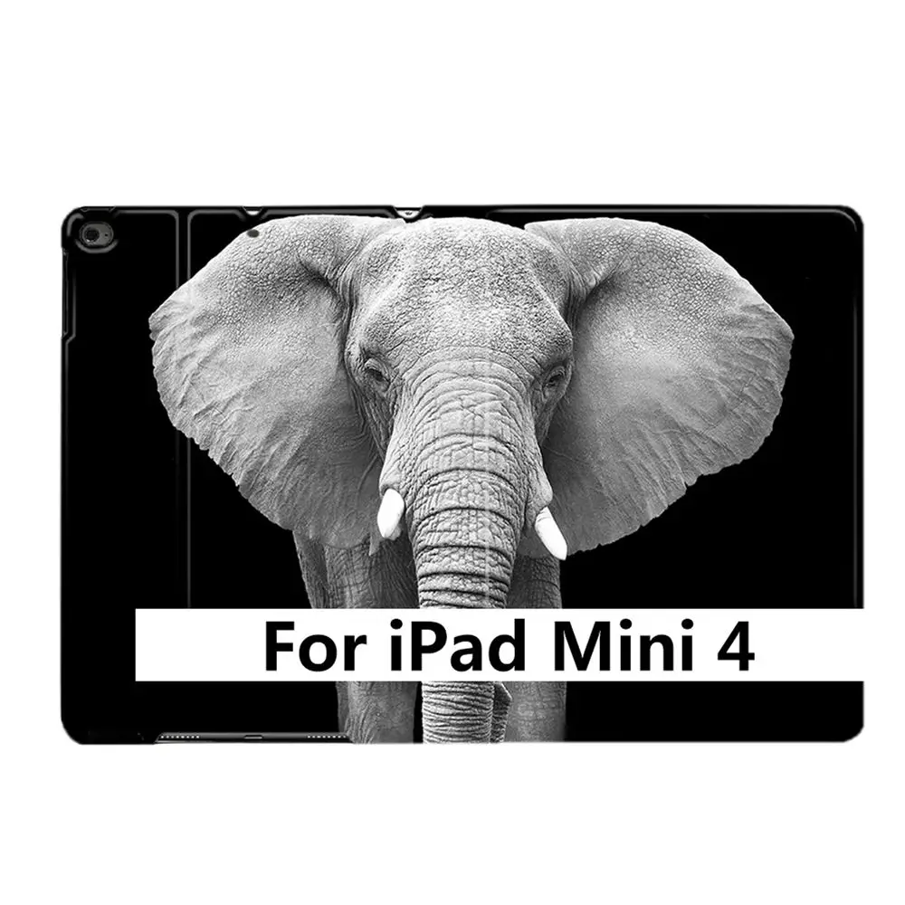 For iPad Mini 4 Чехол-подставка для iPad Air 1 2 3 9," 56 7th 10,2" 10," PRO Mini 4 5 Cool animals Black Elephant из искусственной кожи - Цвет: For iPad Mini 4