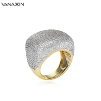 hip hop finger ring for men new design gold color ring micro paved big zircon shiny gift 800 pieces cubic zircon jewels