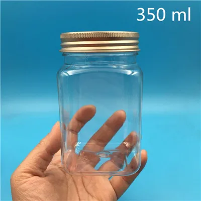 350 ml rose gold lid 20 шт 250 500 г пустые прозрачные квадратные пластиковые бутылки упаковка сушеные медом конфеты образцы упаковочные контейнеры - Цвет: 350 ml rose gold lid