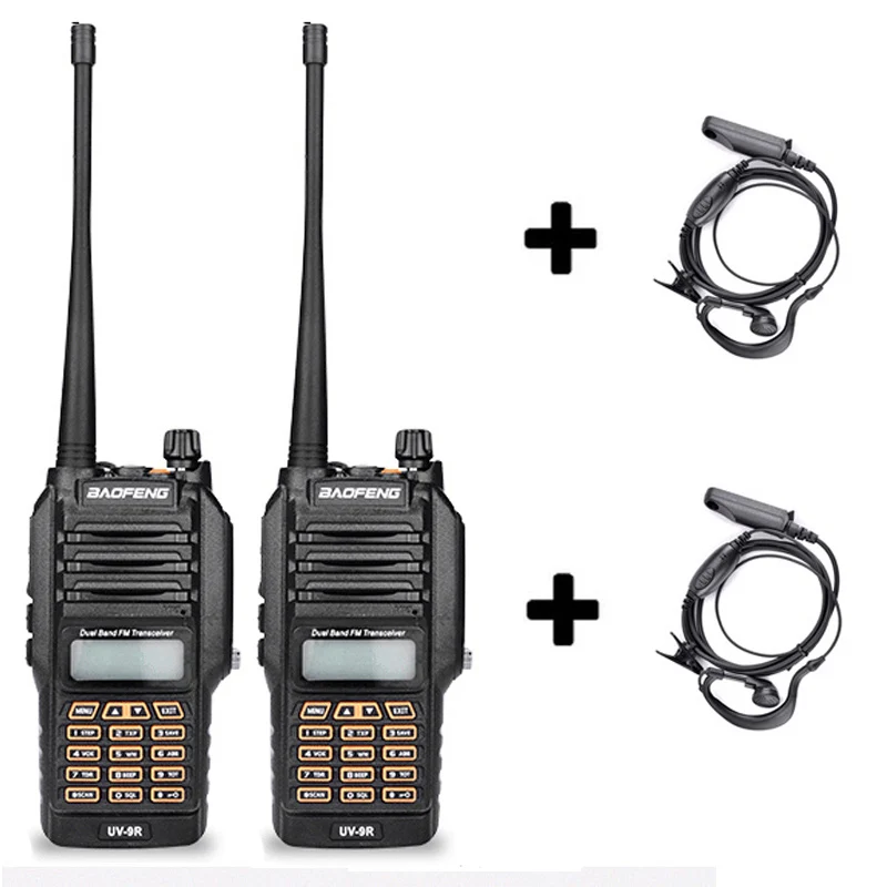 Add 2 headsets baofeng UV-9R UV 9R UV9R для cb комплект рация 2 шт водонепроницаемые 10 км автомобильная портативная рации ham радиостанция трансивер baufeng двухдиновая магнитола радиостанции boafeng телефон двухдиапазонная uhf vhf - Цвет: Add 2 headsets