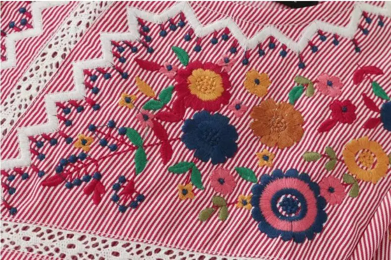 2017 женское винтажное богемный стиль Цветочный вышитый подол платье vestidos