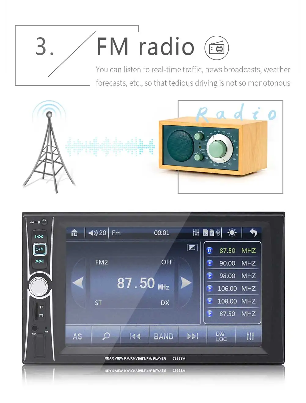 SWM радио автомобиля стерео 6," авторадио радио Bluetooth Зеркало Ссылка Estereo де Авто Con Pantalla Реверсивный Изображение радио Coche USB FM