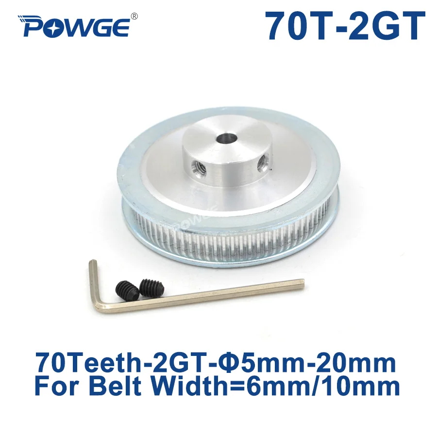 Зубчатый шкив с отверстием 6/6 POWGE 70 зубцов 2GT 35/8/10/12/14/15/16/17/19/20 мм для GT2 открытый